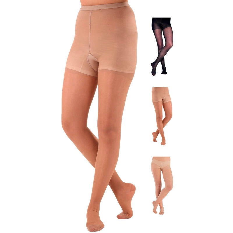ABSOLUTE SUPPORT Made in USA - Sheer Compression Pantyhose for Women 20-30mmHg - Graduated Support Compression Tights for Varicose Veins Circulation, Edema, Pain Relief - Beige, Medium - A207BE2 - Image 1